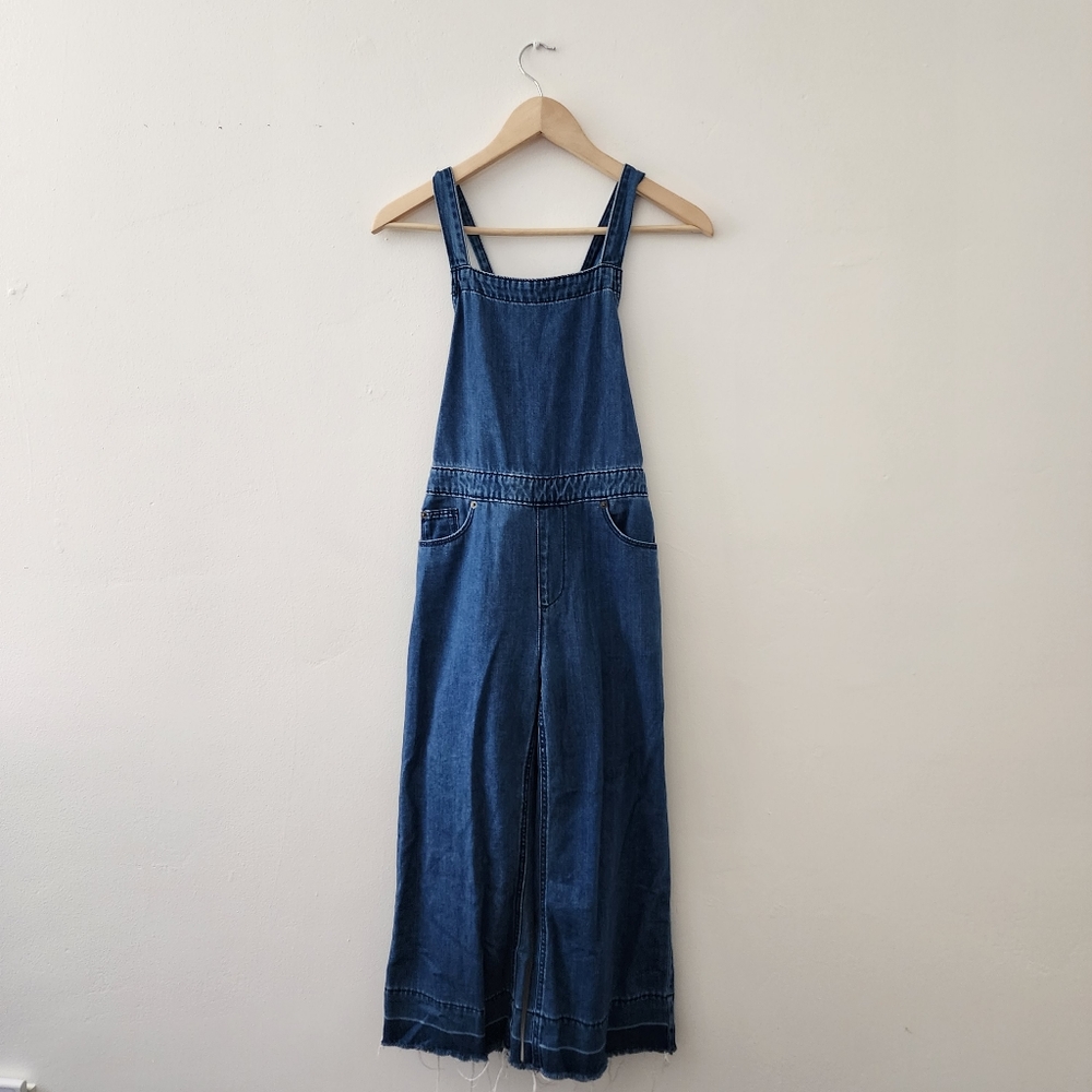 Universal Thread | Denim Wide Leg Overalls with Criss-Cross Low Open Back Design